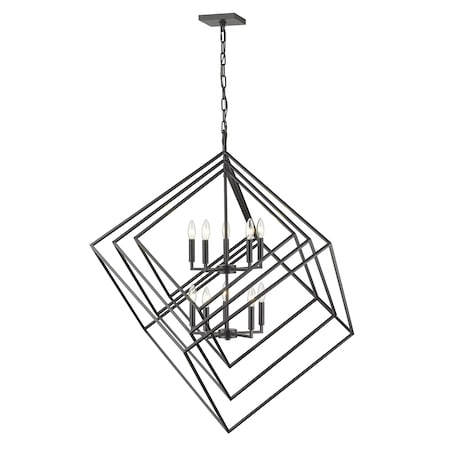 Euclid 10 Light Chandelier, Matte Black